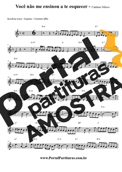 Caetano Veloso  partitura para Saxofone Tenor Soprano (Bb)