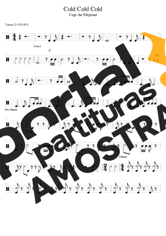 Cage The Elephant  partitura para Bateria