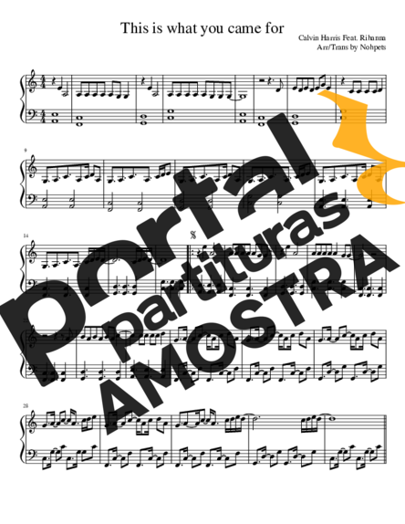 Calvin Harris Feat. Rihanna This Is What You Came For partitura para Piano