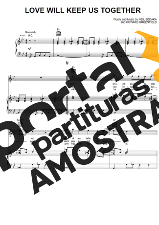 Captain & Tennille Love Will Keep Us Together partitura para Piano