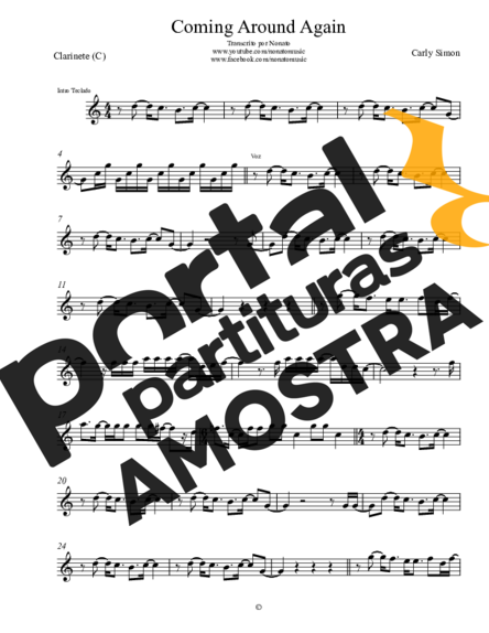 Carly Simon Coming Around Again partitura para Clarinete (C)