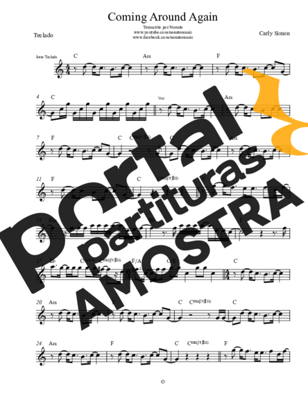 Carly Simon Coming Around Again partitura para Teclado