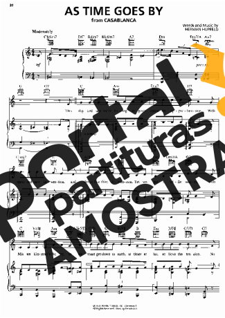 Casablanca As Time Goes By partitura para Piano