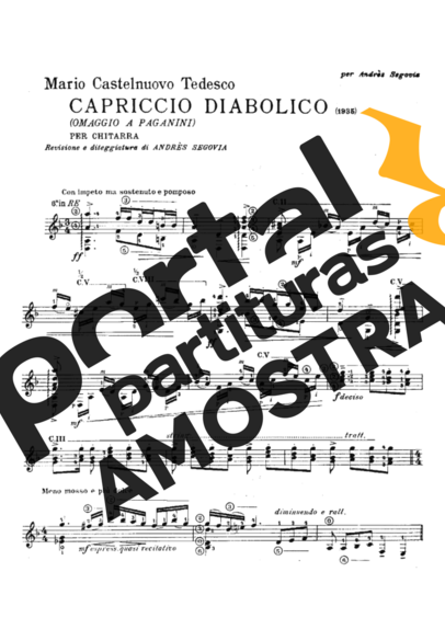 Castelnuovo-Tedesco Capriccio Diabolico partitura para Violão