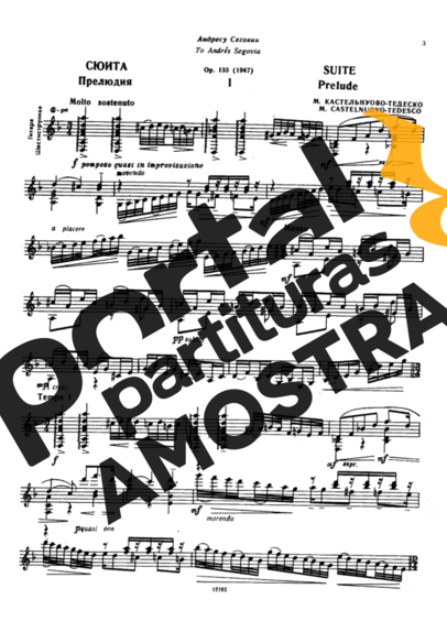 Castelnuovo-Tedesco Suite partitura para Violão