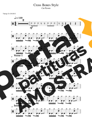 Cat Power Cross Bones Style partitura para Bateria