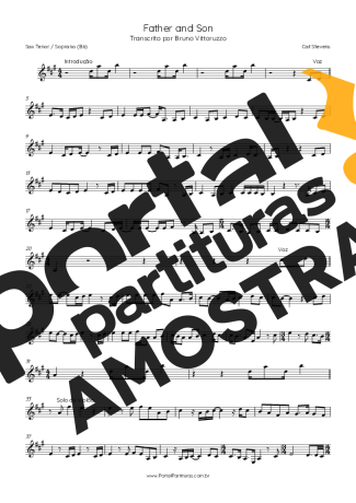 Cat Stevens  partitura para Saxofone Tenor Soprano (Bb)