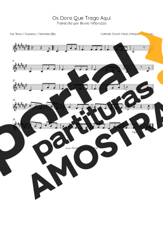 Catholic Church Music (Músicas Católicas) Os Dons Que Trago Aqui partitura para Clarinete (Bb)