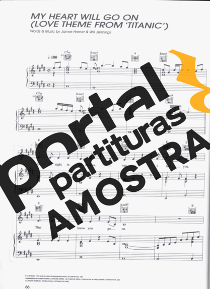 Céline Dion My Heart Will Go On (Titanic) partitura para Piano