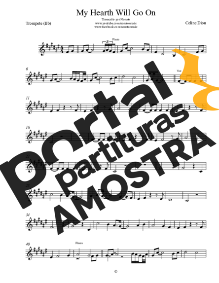 Céline Dion My Heart Will Go On partitura para Trompete