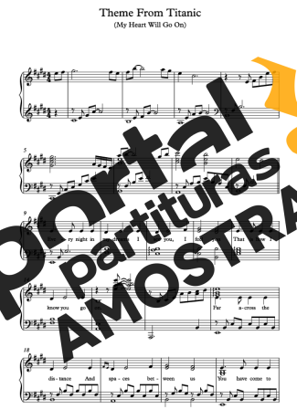 Celine Dion Titanic partitura para Piano