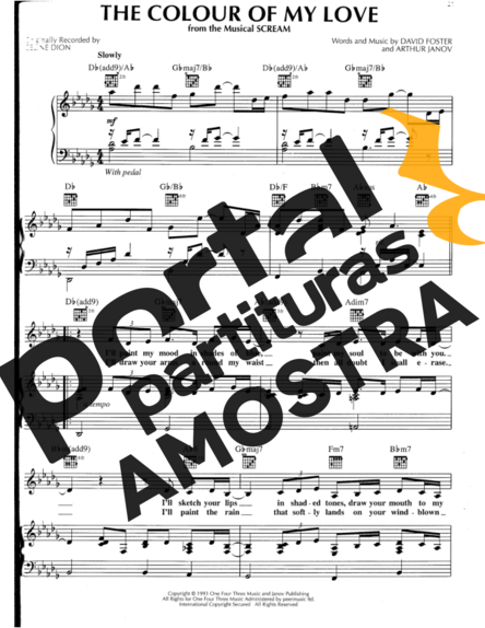 Celine Dion & Barbra Streisand The Colour of My Love partitura para Piano