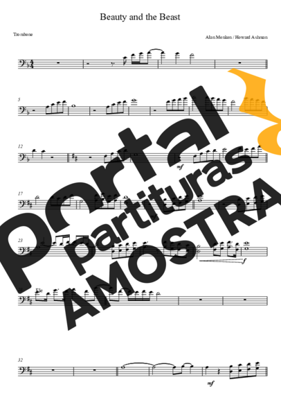 Celine Dion e Peabo Bryson Beauty And The Beast partitura para Trombone