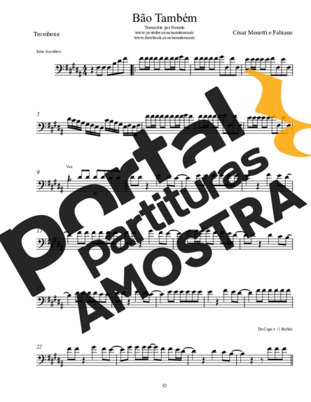 César Menotti e Fabiano Bão Tamém partitura para Trombone