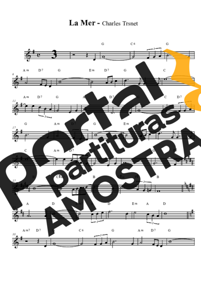 Charles Trenet La Mer partitura para Saxofone Tenor Soprano (Bb)