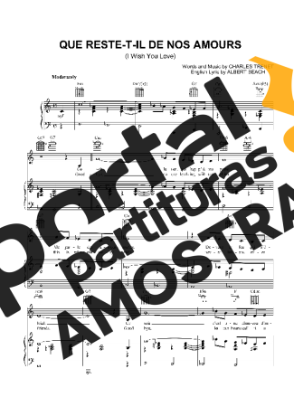 Charles Trenet Que Reste T Il De Nos Amours partitura para Piano