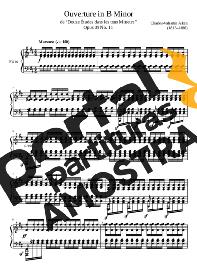 Charles Valentin Alkan Ouverture Opus 39 No. 11 In B Minor partitura para Piano