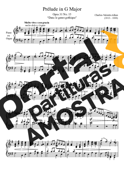 Charles Valentin Alkan Prelude Opus 31 No. 15 In G Major partitura para Piano