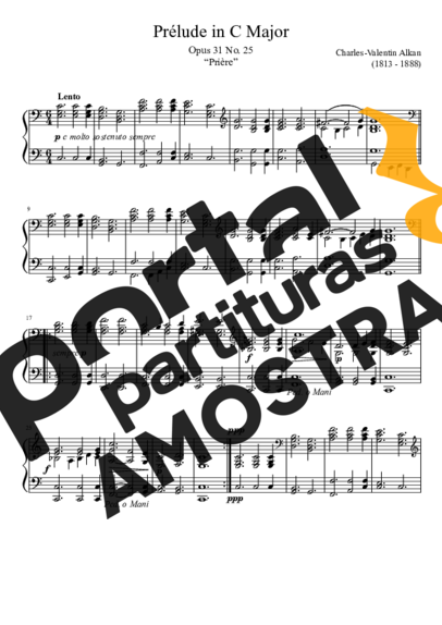 Charles Valentin Alkan Prelude Opus 31 No. 25 In C Major partitura para Piano