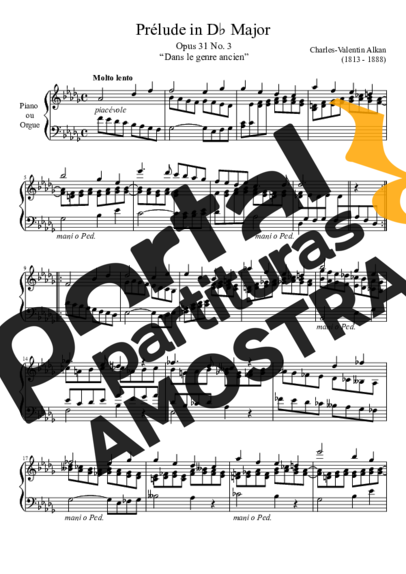 Charles Valentin Alkan Prelude Opus 31 No. 3 In D Major partitura para Piano