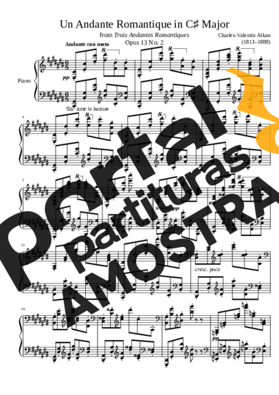 Charles Valentin Alkan Un Andante Romantique Opus 13 No. 2 In C Major partitura para Piano