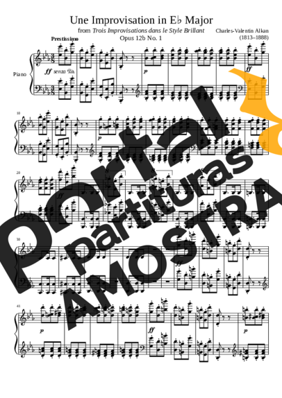 Charles Valentin Alkan Une Improvisation Opus 12b No. 1 In E Major partitura para Piano