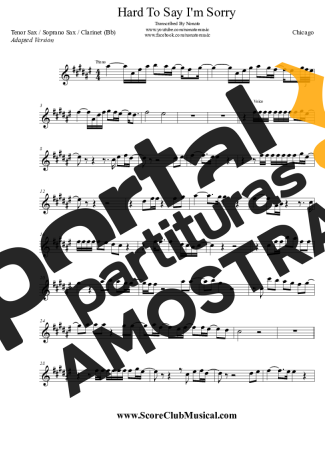 Chicago Hard To Say I´m Sorry partitura para Clarinete (Bb)