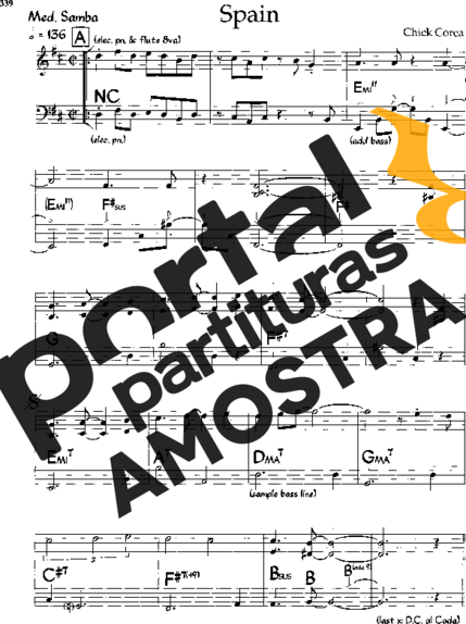 Chick Corea Spain partitura para Acordeon