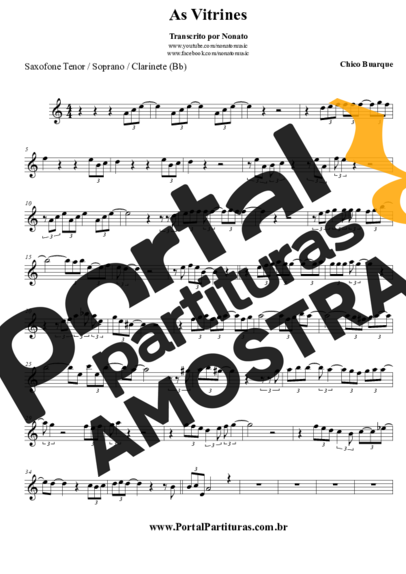 Chico Buarque  partitura para Saxofone Tenor Soprano (Bb)