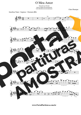 Chico Buarque O Meu Amor partitura para Clarinete (Bb)