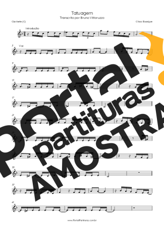 Chico Buarque  partitura para Clarinete (C)