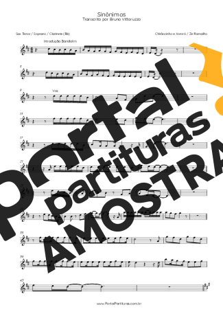 Chitãozinho e Xororó e Zé Ramalho  partitura para Clarinete (Bb)