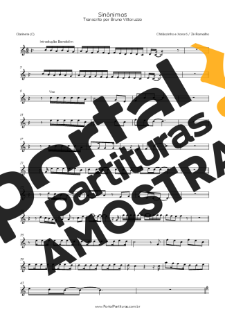 Chitãozinho e Xororó e Zé Ramalho  partitura para Clarinete (C)