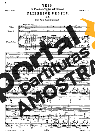 Chopin Piano Trio Op.8 partitura para Piano
