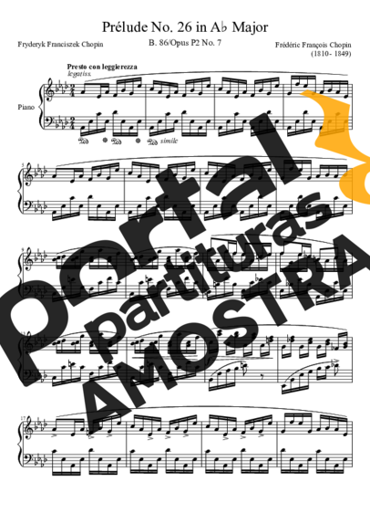 Chopin Prelude No 26 partitura para Piano