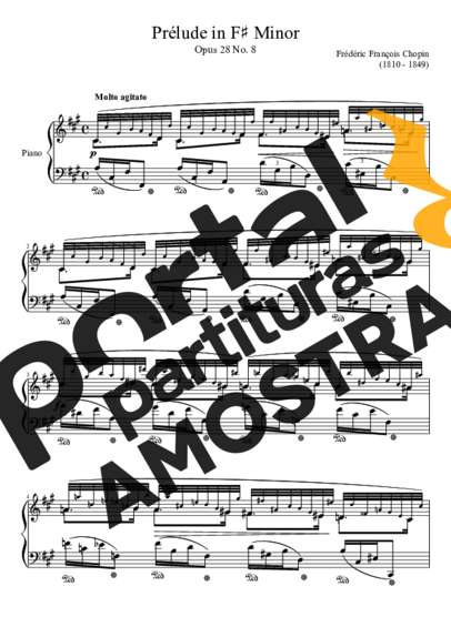 Chopin Prelude Opus 28 No. 08 In F Minor partitura para Piano