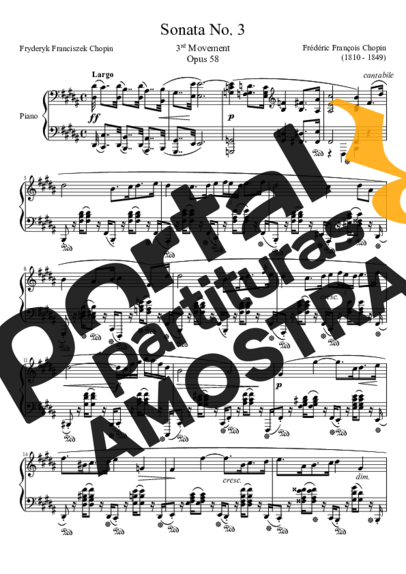 Chopin Sonata No. 3 3rd Movement partitura para Piano