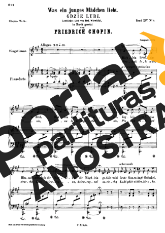 Chopin Was Ein Junges Madchen Liebt partitura para Piano