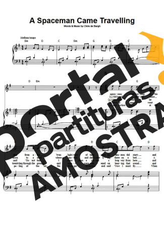 Chris De Burgh A Spaceman Came Travelling partitura para Piano
