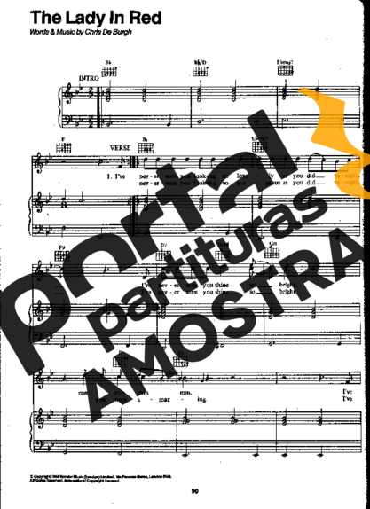 Chris De Burgh The Lady In Red partitura para Piano