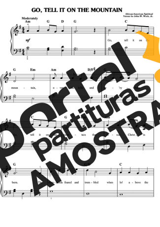 Christmas Songs (Temas Natalinos) Go Tell It On The Mountain partitura para Piano