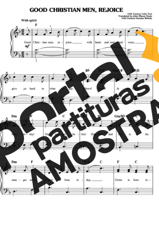 Christmas Songs (Temas Natalinos) Good Christian Men Rejoice partitura para Piano