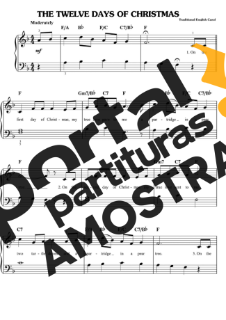 Christmas Songs (Temas Natalinos) The Twelve Days Of Christmas partitura para Piano
