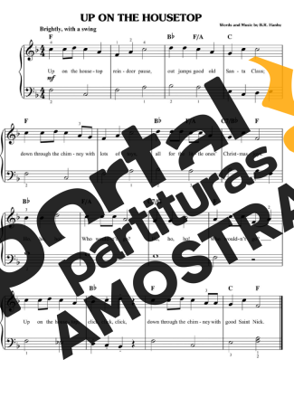 Christmas Songs (Temas Natalinos) Up On The Housetop partitura para Piano