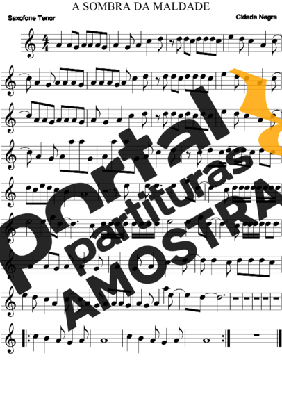 Cidade Negra A Sombra da Maldade partitura para Saxofone Tenor Soprano (Bb)