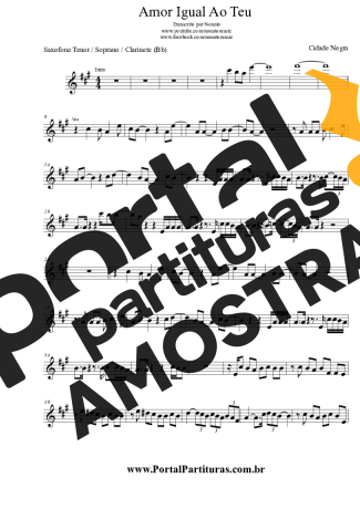 Cidade Negra Onde Você Mora_ (Amor Igual Ao Teu) partitura para Clarinete (Bb)
