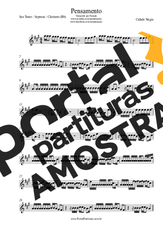 Cidade Negra Pensamento partitura para Clarinete (Bb)