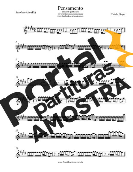 Cidade Negra Pensamento partitura para Saxofone Alto (Eb)