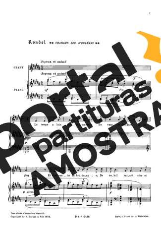 Claude Debussy 3 Chansons De France partitura para Piano