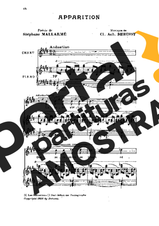 Claude Debussy Apparition partitura para Piano